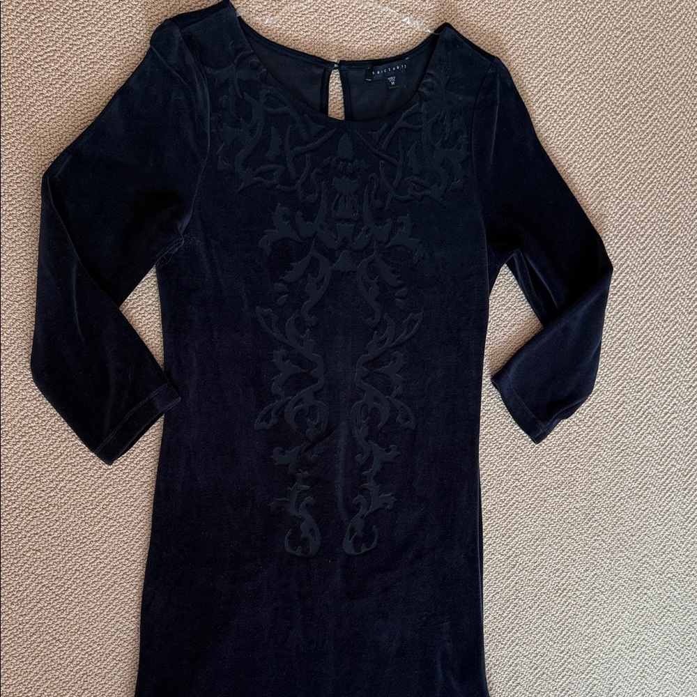 Sanctuary brand Velvet Black Long Sleeve Dress, size M - Picture 2 of 6